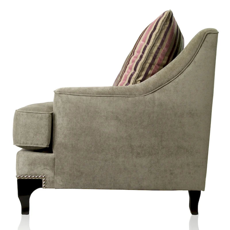 Gisc — współczesna dwuosobowa sofa z tkaniny, z pikowaniem i ozdobnymi ćwiekami, Furniture of America