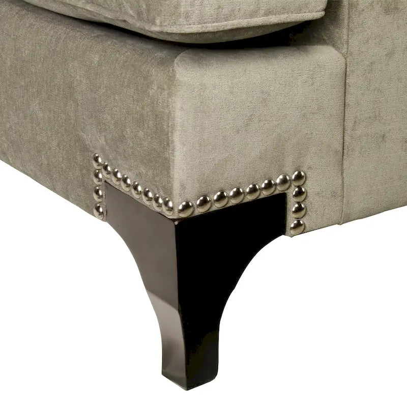 Gisc — współczesna dwuosobowa sofa z tkaniny, z pikowaniem i ozdobnymi ćwiekami, Furniture of America
