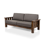 Jimo 3-teiliges Sofa-Set aus rustikaler Eiche und Leinenstoff von Furniture of America