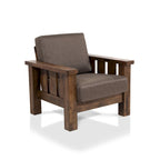 Jimo 3-teiliges Sofa-Set aus rustikaler Eiche und Leinenstoff von Furniture of America