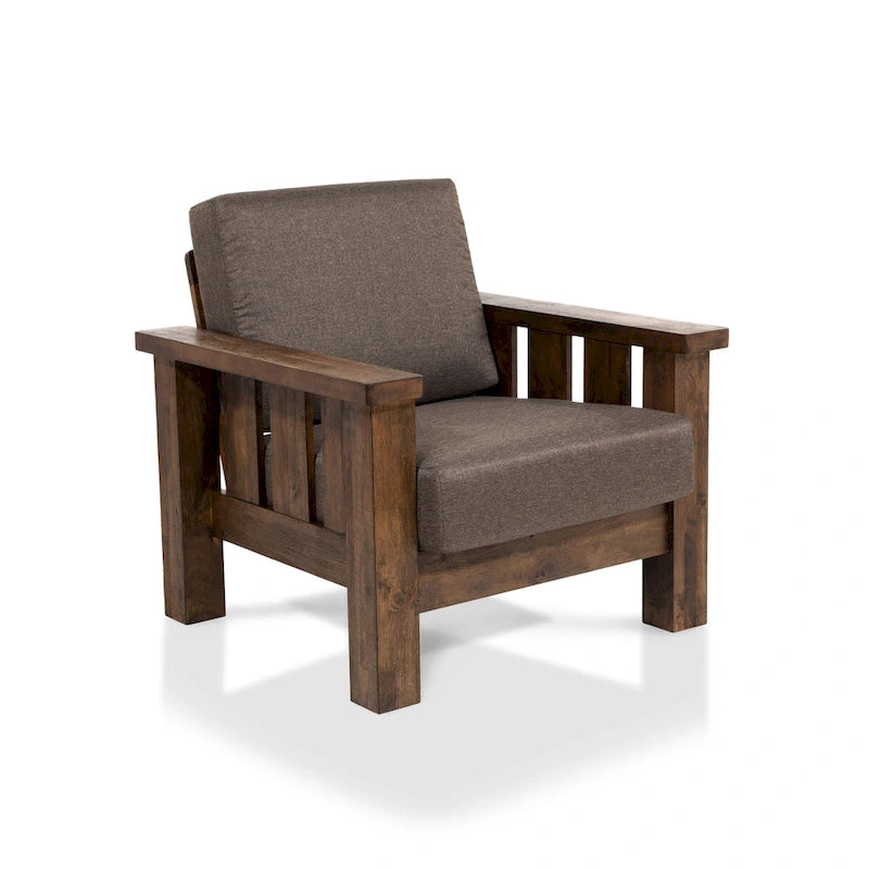 Jimo 3-teiliges Sofa-Set aus rustikaler Eiche und Leinenstoff von Furniture of America