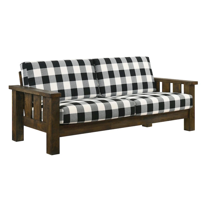 Jimo 3-teiliges Sofa-Set aus rustikaler Eiche und Leinenstoff von Furniture of America