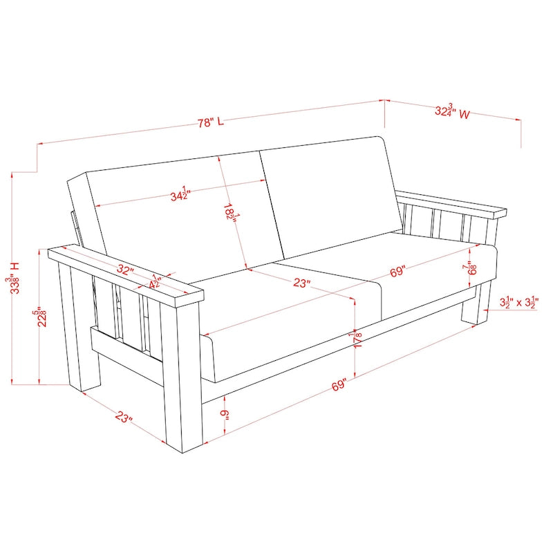 Jimo 3-teiliges Sofa-Set aus rustikaler Eiche und Leinenstoff von Furniture of America