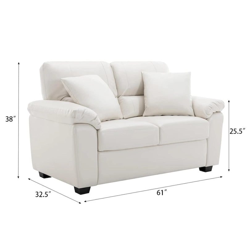 Morden Fort gepolsterte Loveseats für das Wohnzimmer, 2-Sitzer-Sofa aus Kunstleder