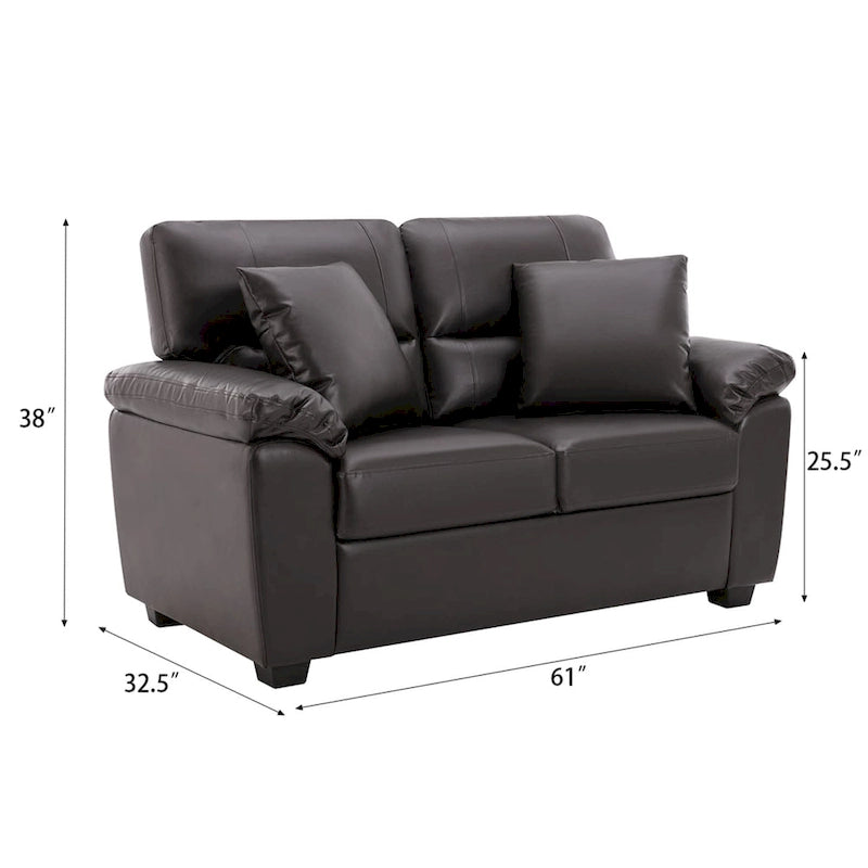 Morden Fort gepolsterte Loveseats für das Wohnzimmer, 2-Sitzer-Sofa aus Kunstleder