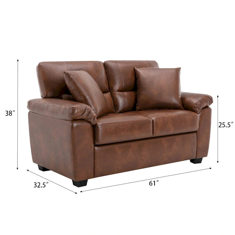 Morden Fort gepolsterte Loveseats für das Wohnzimmer, 2-Sitzer-Sofa aus Kunstleder