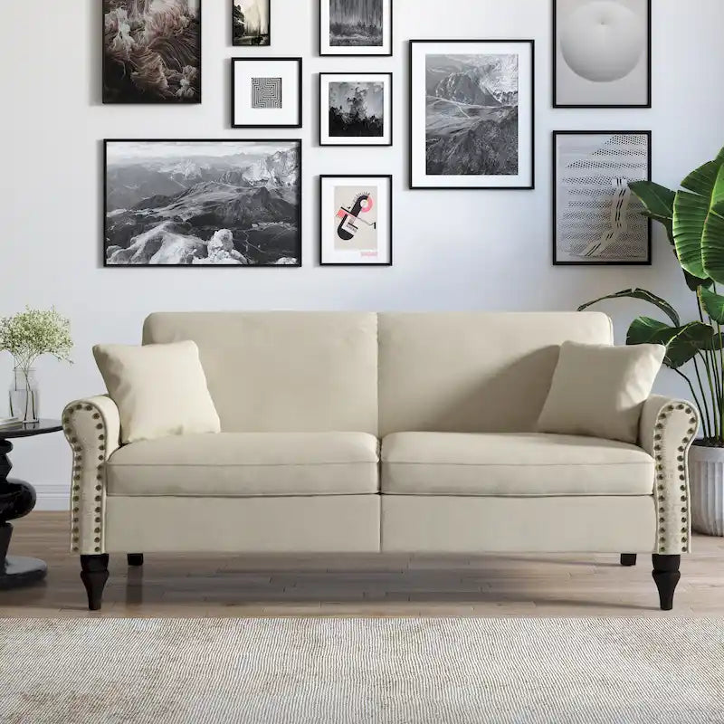 73 Nailhead Trim Sofa Rolled Arms Upholstered Loveseat