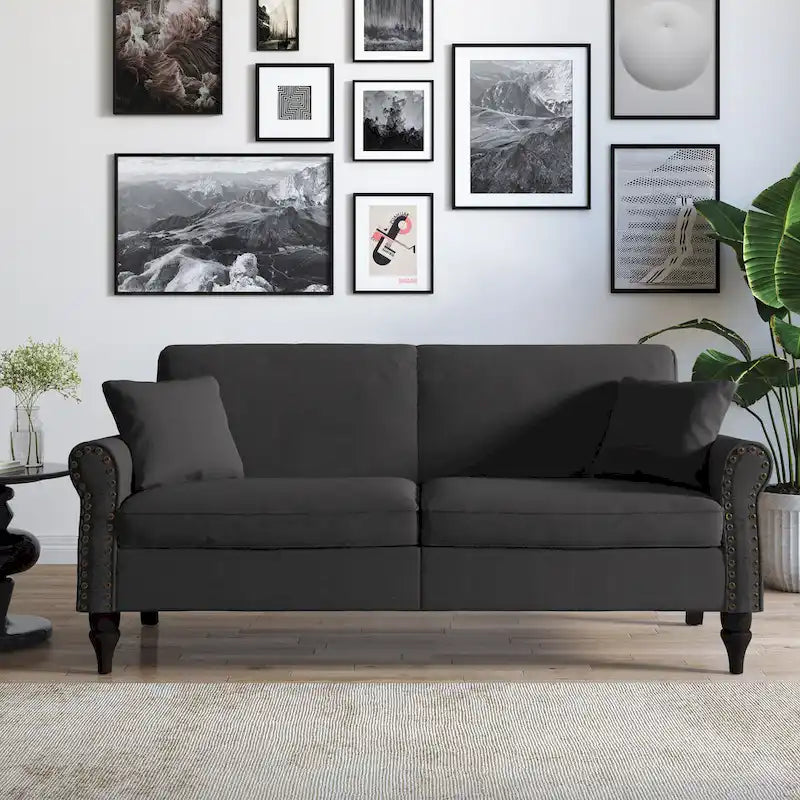 73 Nailhead Trim Sofa Rolled Arms Upholstered Loveseat