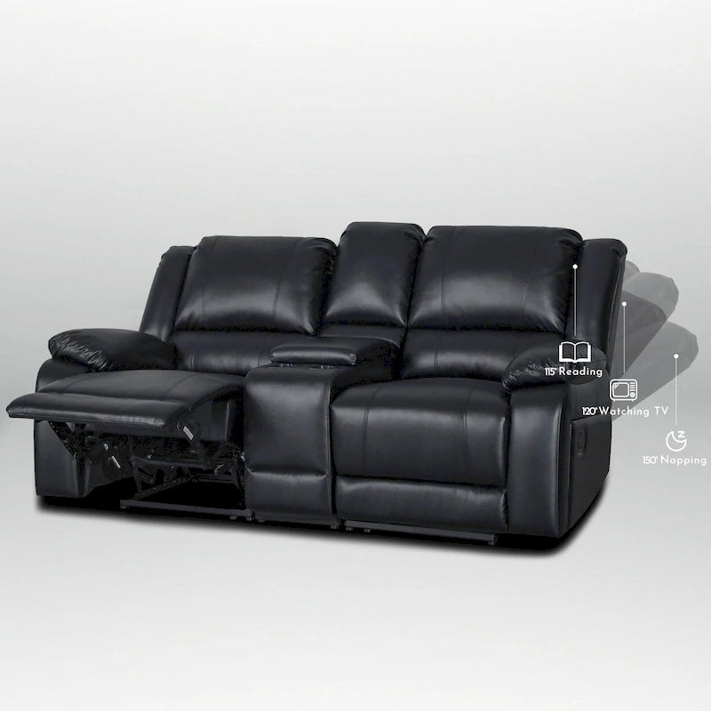 72 Width Modern Contemporary Faux Leather Manual Reclining Loveseat