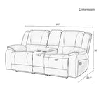 72 Width Modern Contemporary Faux Leather Manual Reclining Loveseat
