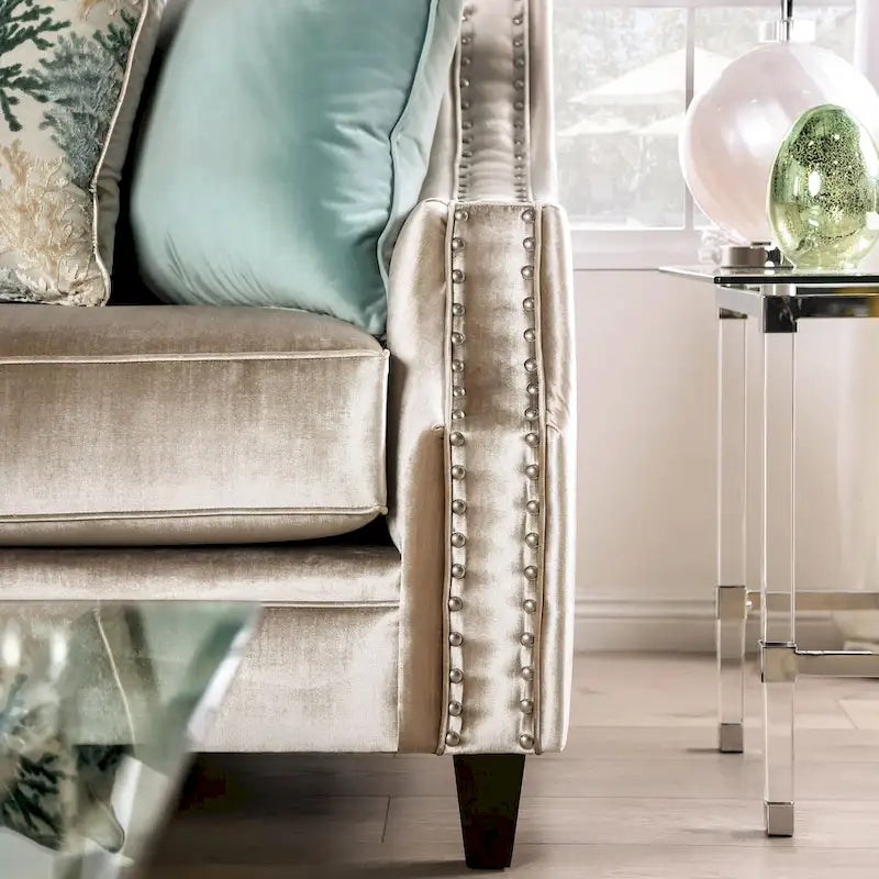 Vynn 2-teiliges Wohnzimmer-Set aus Chenille mit abfallenden Armlehnen im Übergangsstil von Furniture of America