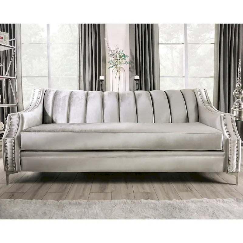 Vynn 2-teiliges Wohnzimmer-Set aus Chenille mit abfallenden Armlehnen im Übergangsstil von Furniture of America
