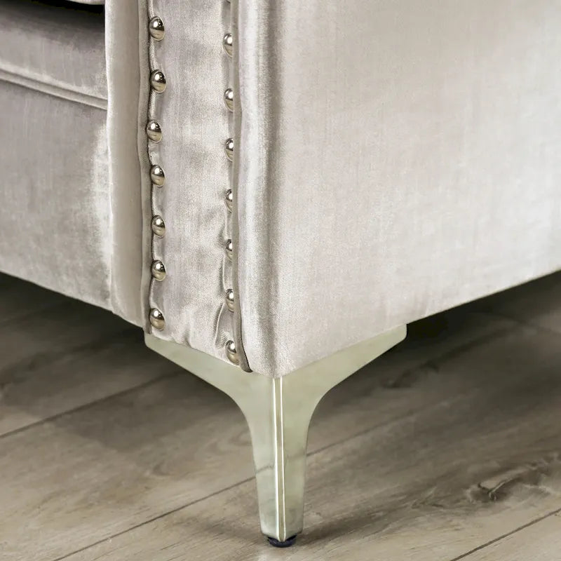 Vynn 2-teiliges Wohnzimmer-Set aus Chenille mit abfallenden Armlehnen im Übergangsstil von Furniture of America
