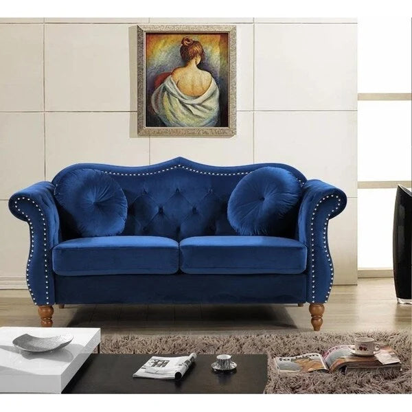 Gracewood Hollow Chesterfield-set voor de woonkamer, gestoffeerd met nagelkopdetails, 2-delig