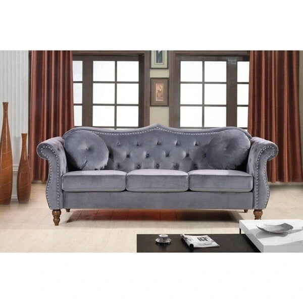Gracewood Hollow Chesterfield-set voor de woonkamer, gestoffeerd met nagelkopdetails, 2-delig