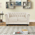 Morden Fort Chesterfield-loveseat van fluweel met knoopcapiton en sierspijkers, op stevige poten, voor de woonkamer