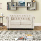 Morden Fort Chesterfield-loveseat van fluweel met knoopcapiton en sierspijkers, op stevige poten, voor de woonkamer
