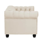 Morden Fort Chesterfield-loveseat van fluweel met knoopcapiton en sierspijkers, op stevige poten, voor de woonkamer
