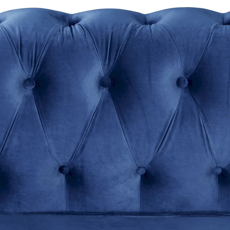 Morden Fort Chesterfield-loveseat van fluweel met knoopcapiton en sierspijkers, op stevige poten, voor de woonkamer