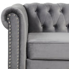 Morden Fort Chesterfield-loveseat van fluweel met knoopcapiton en sierspijkers, op stevige poten, voor de woonkamer