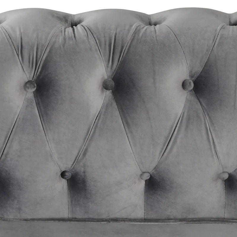 Morden Fort Chesterfield-loveseat van fluweel met knoopcapiton en sierspijkers, op stevige poten, voor de woonkamer