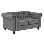 Morden Fort Chesterfield-loveseat van fluweel met knoopcapiton en sierspijkers, op stevige poten, voor de woonkamer