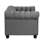 Morden Fort Chesterfield-loveseat van fluweel met knoopcapiton en sierspijkers, op stevige poten, voor de woonkamer