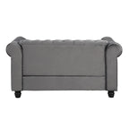 Morden Fort Chesterfield-loveseat van fluweel met knoopcapiton en sierspijkers, op stevige poten, voor de woonkamer