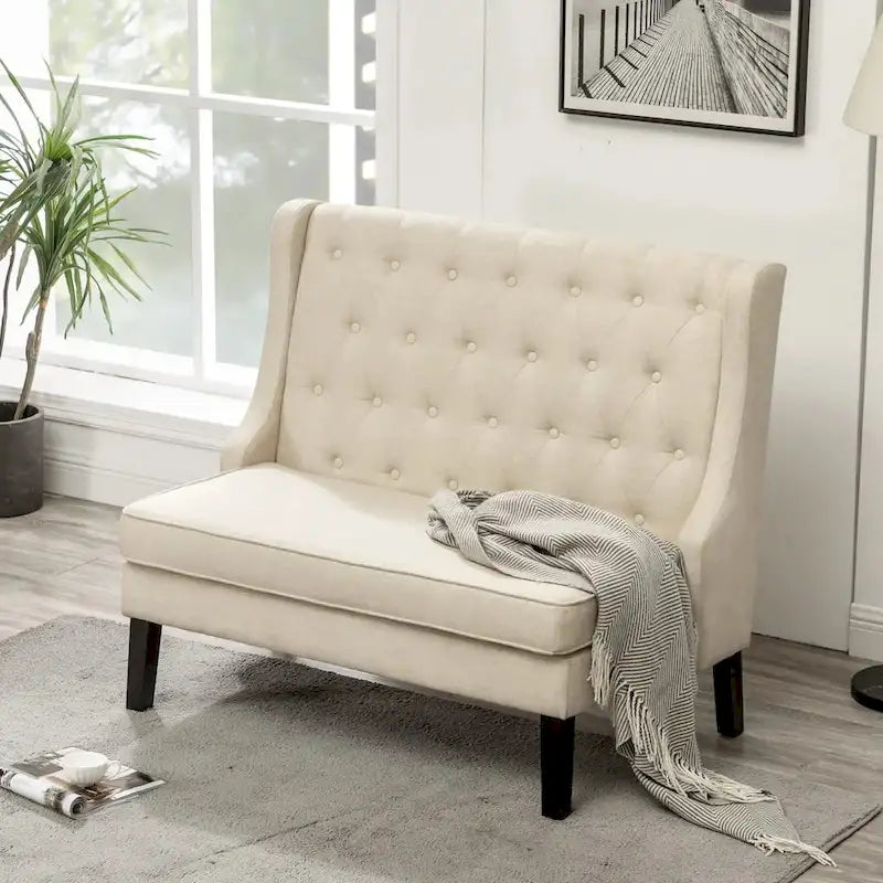 Banco loveseat moderno, sofá loveseat, banco tipo settee con respaldo alto para el comedor, la sala, el pasillo o la entrada