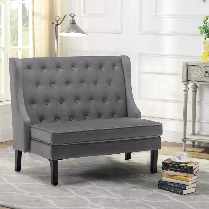 Banco loveseat moderno, sofá loveseat, banco tipo settee con respaldo alto para el comedor, la sala, el pasillo o la entrada