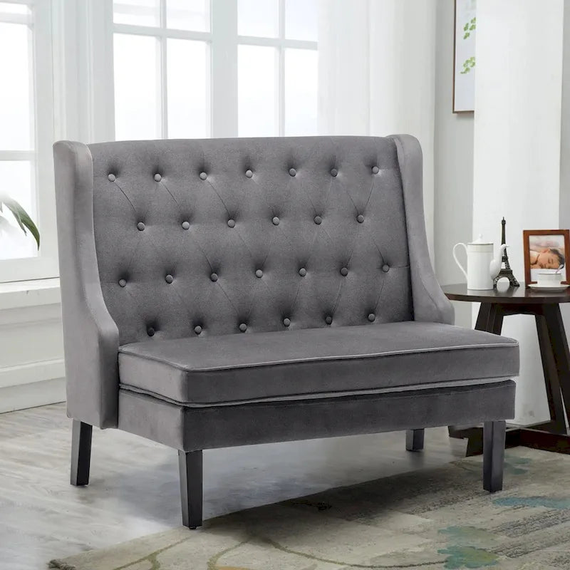 Banco loveseat moderno, sofá loveseat, banco tipo settee con respaldo alto para el comedor, la sala, el pasillo o la entrada