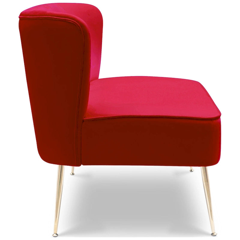 Sofá de dos plazas Farrah de terciopelo de poliéster tapizado, de 46 de ancho, sin brazos y con respaldo festoneado