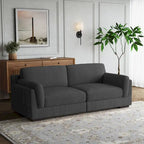 Nowoczesna 90-calowa sofa dwuosobowa z sztruksu z głębokim siedziskiem