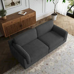 Nowoczesna 90-calowa sofa dwuosobowa z sztruksu z głębokim siedziskiem