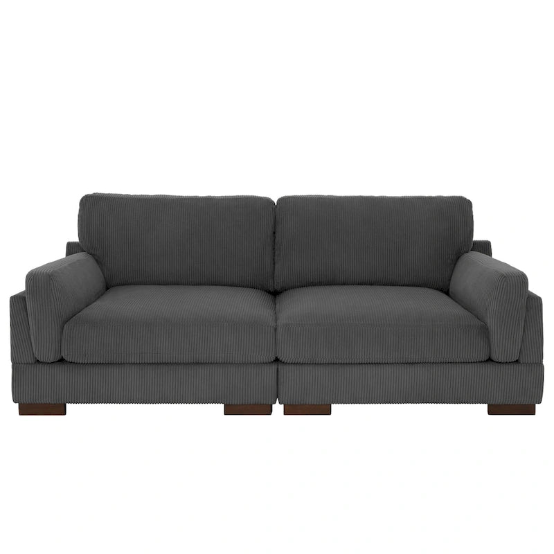 Nowoczesna 90-calowa sofa dwuosobowa z sztruksu z głębokim siedziskiem