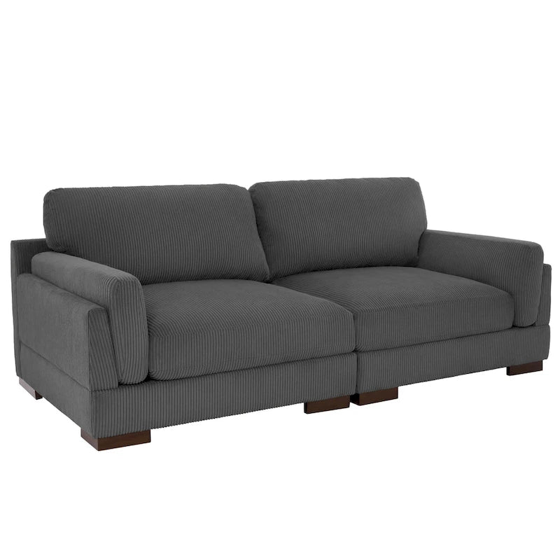 Nowoczesna 90-calowa sofa dwuosobowa z sztruksu z głębokim siedziskiem