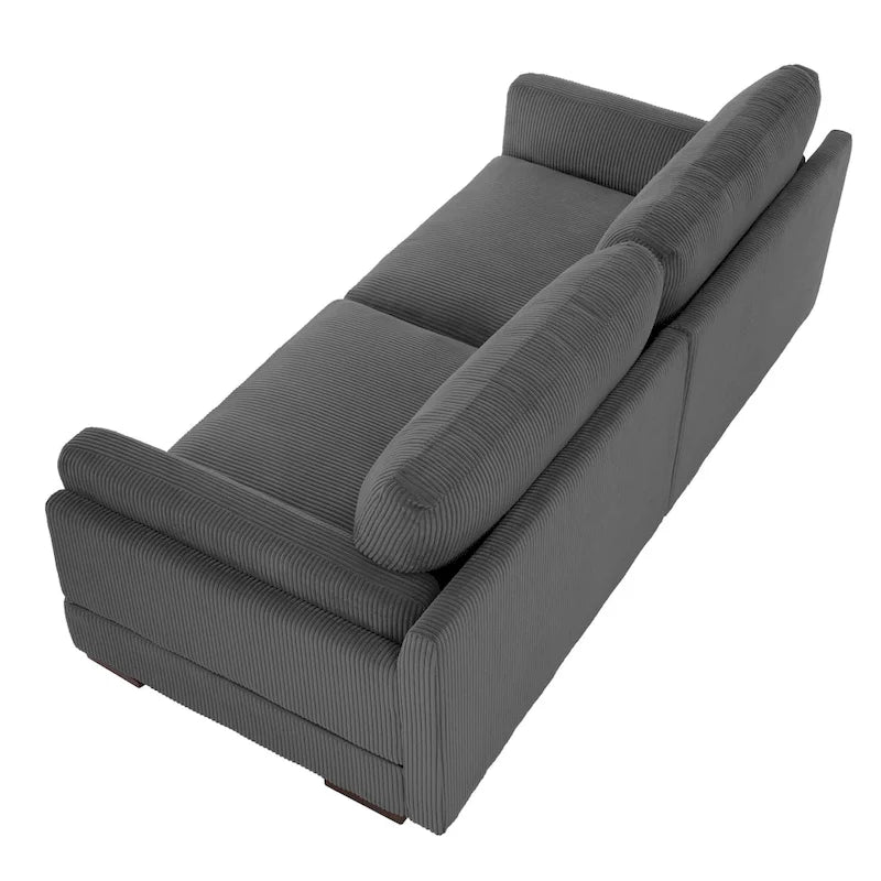 Nowoczesna 90-calowa sofa dwuosobowa z sztruksu z głębokim siedziskiem