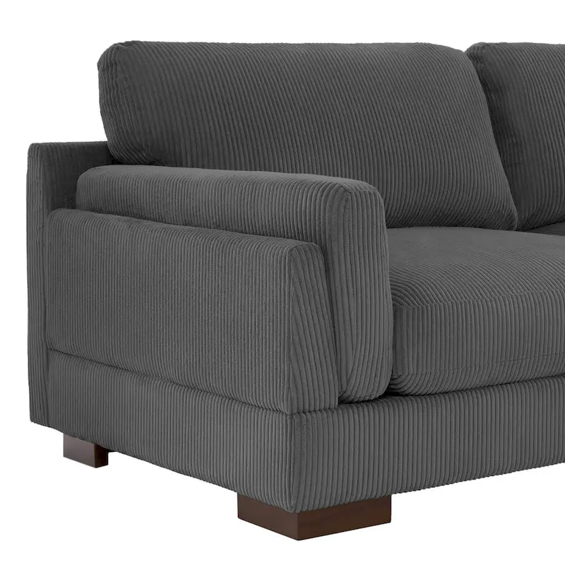 Nowoczesna 90-calowa sofa dwuosobowa z sztruksu z głębokim siedziskiem