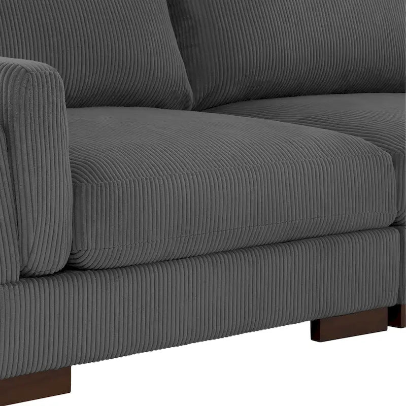 Nowoczesna 90-calowa sofa dwuosobowa z sztruksu z głębokim siedziskiem