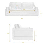 Nowoczesna 90-calowa sofa dwuosobowa z sztruksu z głębokim siedziskiem