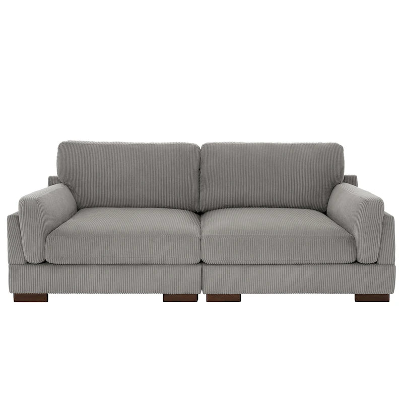 Nowoczesna 90-calowa sofa dwuosobowa z sztruksu z głębokim siedziskiem