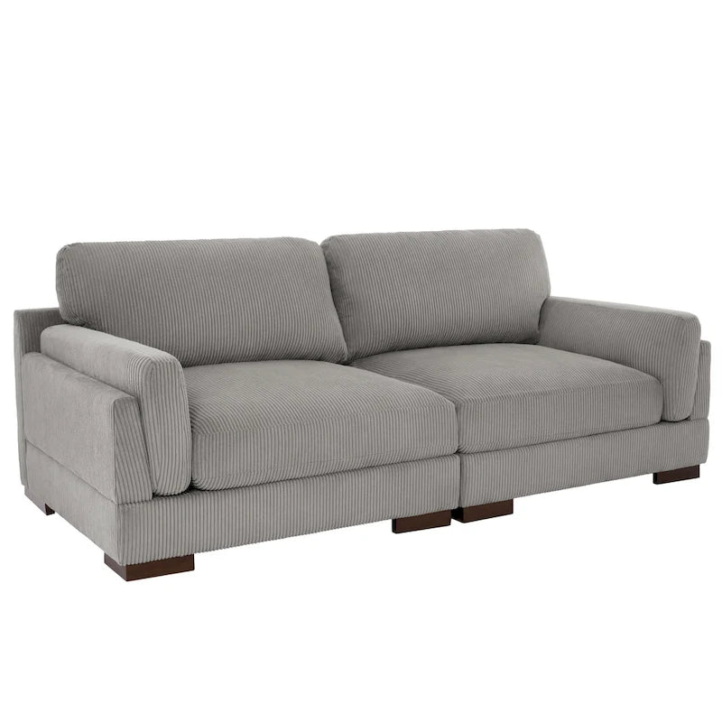 Nowoczesna 90-calowa sofa dwuosobowa z sztruksu z głębokim siedziskiem