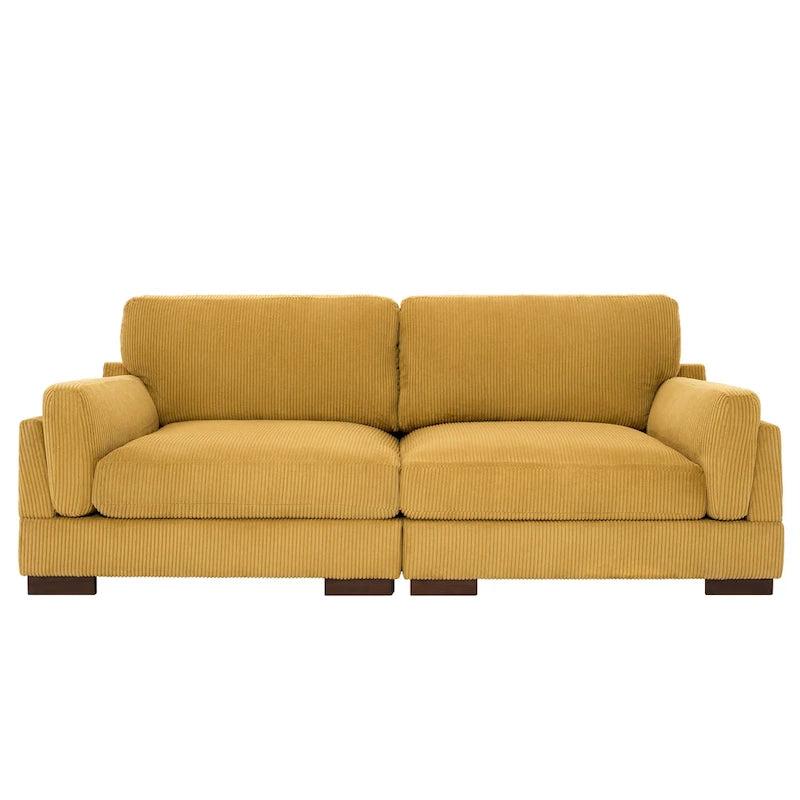Nowoczesna 90-calowa sofa dwuosobowa z sztruksu z głębokim siedziskiem