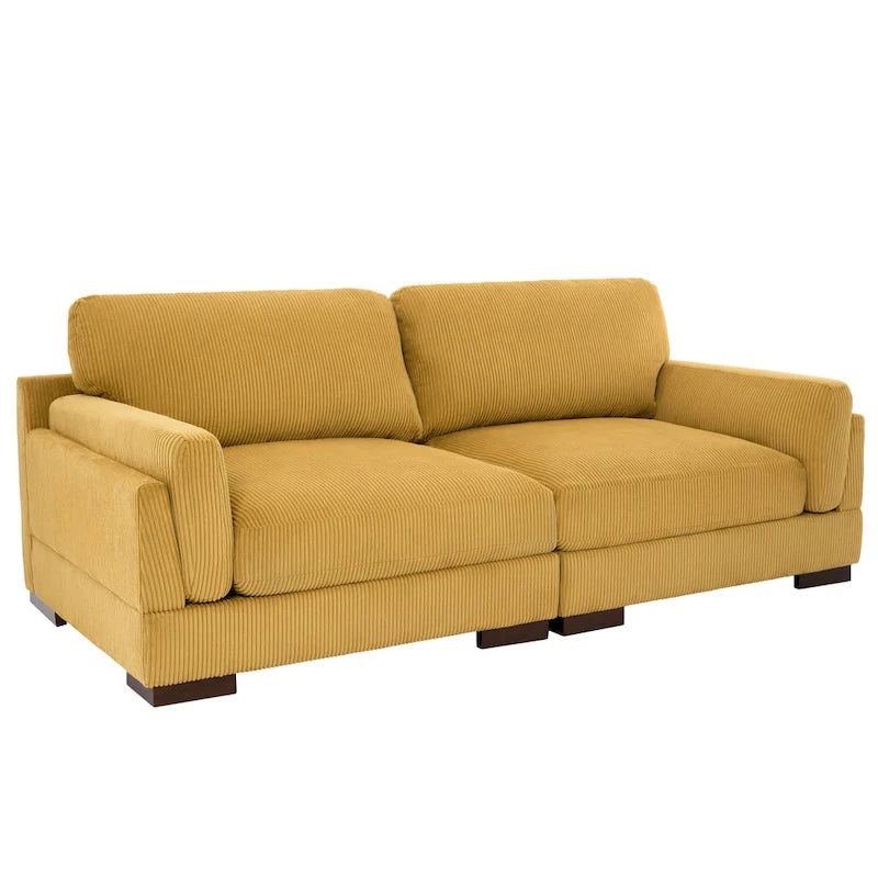 Nowoczesna 90-calowa sofa dwuosobowa z sztruksu z głębokim siedziskiem