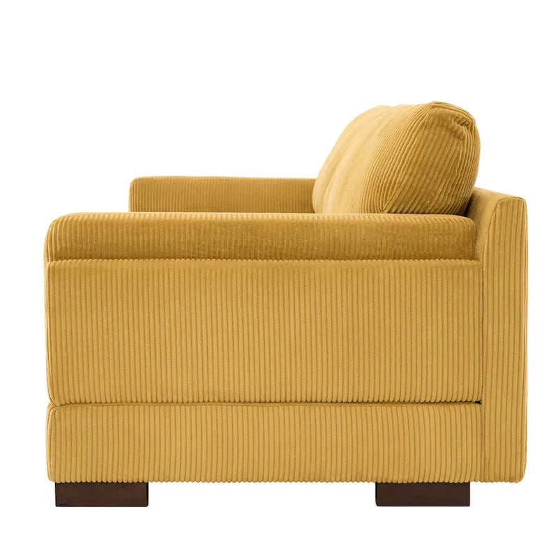 Nowoczesna 90-calowa sofa dwuosobowa z sztruksu z głębokim siedziskiem