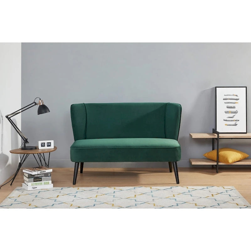 Divanetto Brooklawn con schienale alto e ali, stile metà secolo, di Porch & Den