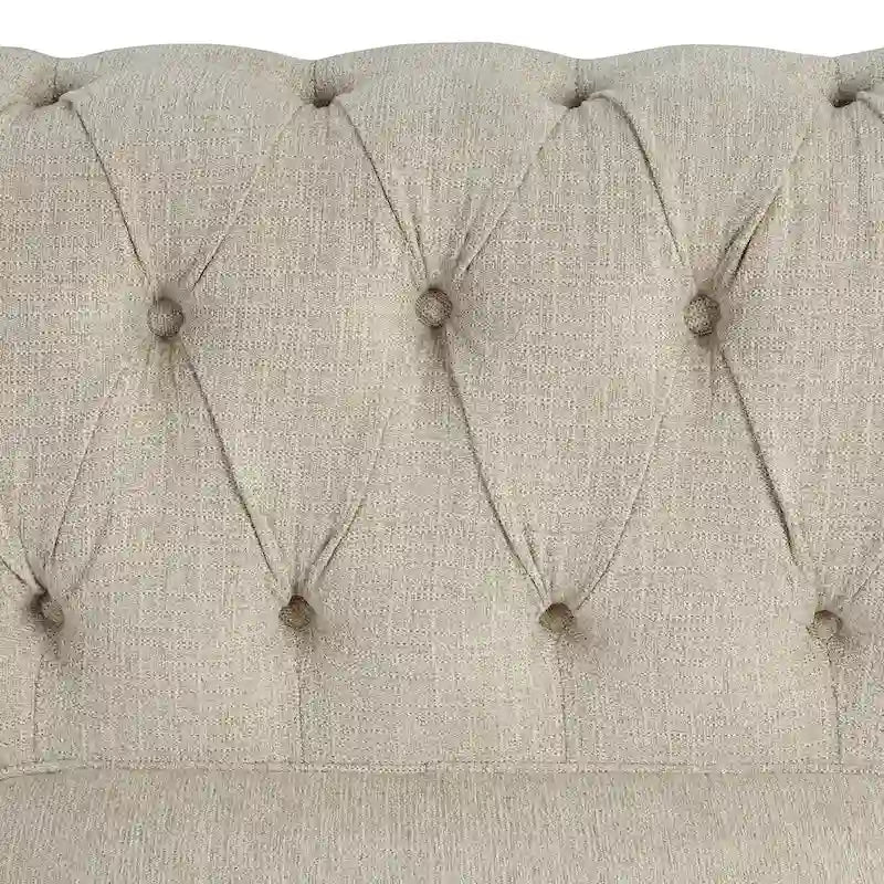 Set di sedie, divanetto e divano Chesterfield imbottiti con bottoni Morden Fort, 3 pezzi per il soggiorno, in lino, con gambe in legno massello