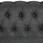 Morden Fort gombtűzött, kárpitozott Chesterfield kanapészett, fotellel és kanapéval, 2 darabos, nappaliba, lenvászon, tömörfa lábakkal