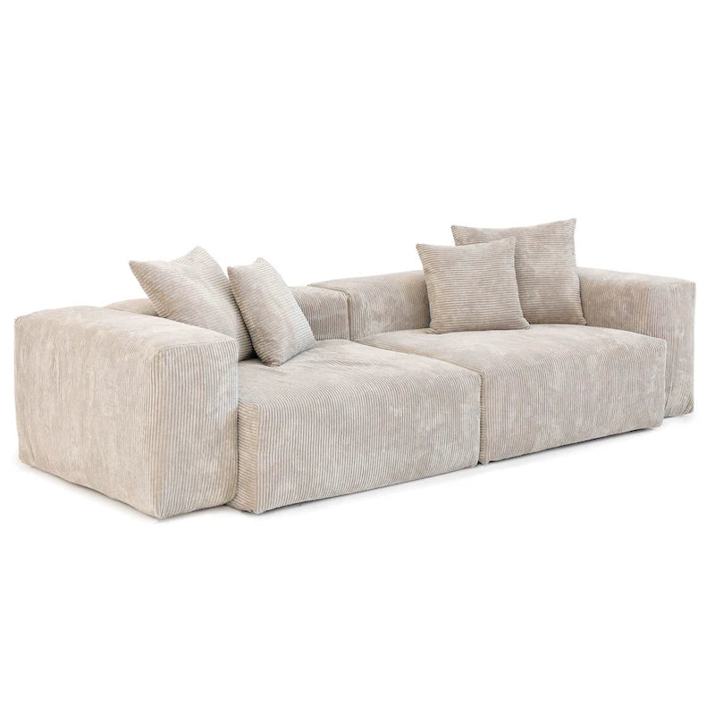 Sofá y loveseat cómodos de asiento profundo, tapizados de pana, con patas de madera maciza para la sala de estar