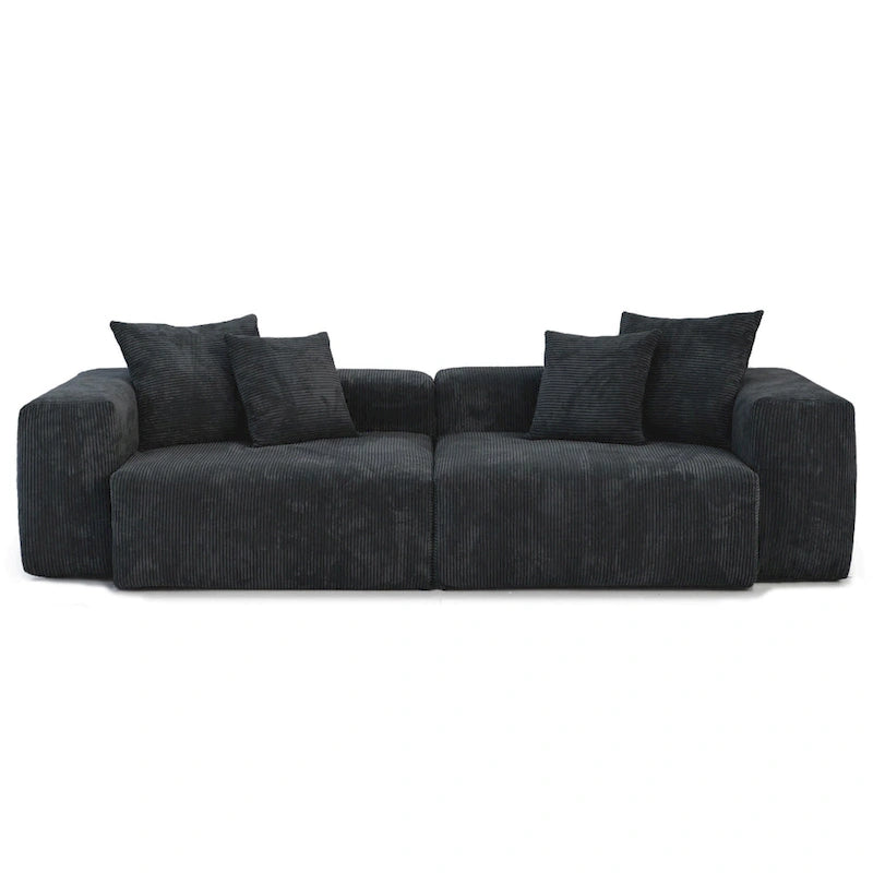 Sofá y loveseat cómodos de asiento profundo, tapizados de pana, con patas de madera maciza para la sala de estar